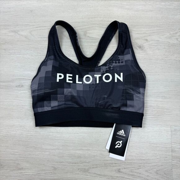 adidas x Peloton Sports Bra Size Small Black Digi Motion HEAT.RDY HE0597 - Picture 1 of 3